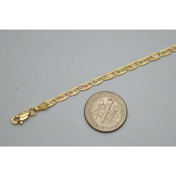 14K Tri-Color Gold Flat 2.75mm Valentino Link Chain Necklace 16" 18" 20" 22" 24" - Picture 3 of 6